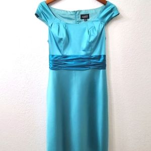 Adrianna Papell aqua and teal satin dress size 8 like new